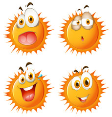 Sun with facial expressions