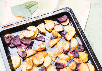 Baked potatoes and beets