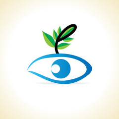creative eye with green leaf vector illustration 