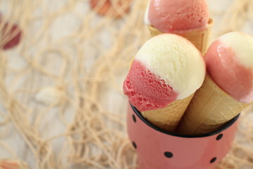 Summer vanilla and blueberries ice cream
