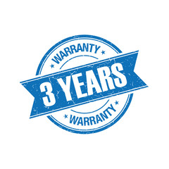 3 years warranty grunge retro isolated stamp