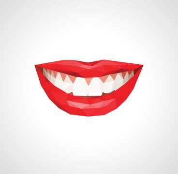 Stock Vector smile white teeth bright red lips