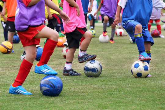 サッカー教室、実習中
