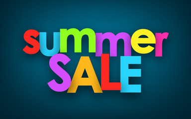 Paper summer sale colorful sign.