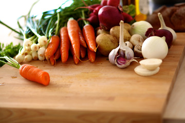 Fresh organic ofoschi on a wooden table ready to cook