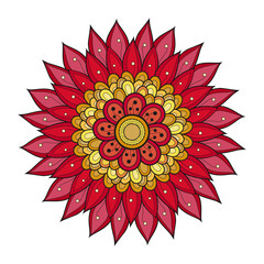Vector Beautiful Colored Contour Flower