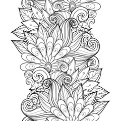 Vector Seamless Monochrome Floral Pattern