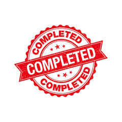 Obraz premium Completed grunge retro red ribbon stamp