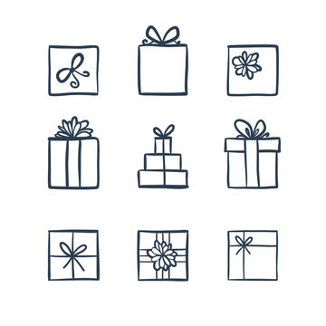 Hand drawn icons gifts