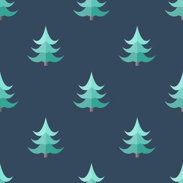 Flat seamless pattern with cristmas trees
