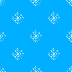 Hand drawn oil pastel seamless pattern of snowflakes