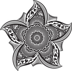 Round asymmetrical decorative element - lace mandala in zentangl