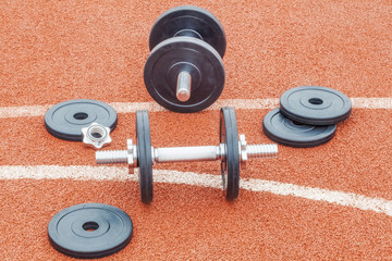 Obraz na płótnie Canvas Dumbbells with weights