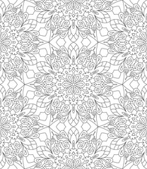 Obraz premium Rich decorated calligraphic outlined stroke monochrome seamless