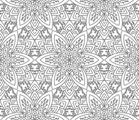 Rich decorated calligraphic outlined stroke monochrome seamless