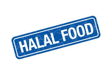 Halal food grunge retro blue stamp