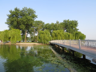 Bridge to the largest artificial island in the park.