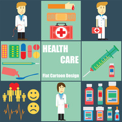 Health Care People Flat Cartoon Design