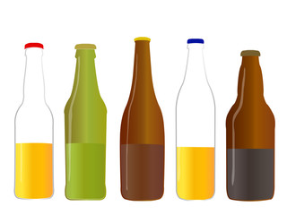 Different Kinds of Beer Half Full Bottles