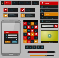 Flat icons and ui web elements for mobile app and website design