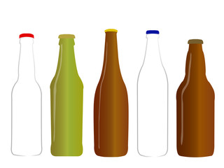 Different Kinds of Beer Empty Bottles