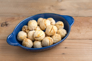 Meat ball in the blue bowl