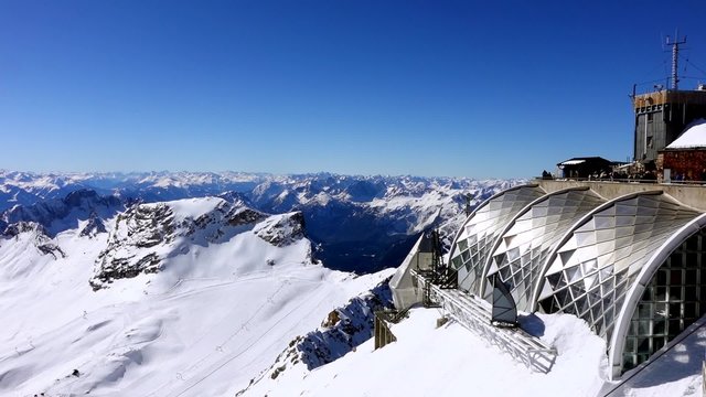 View from the Zugspitze, Germany's highest mountain of the Alps