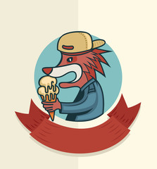 fox character with ice cream