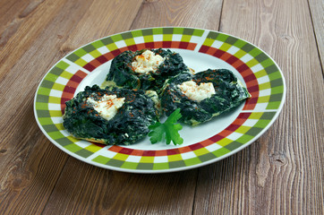 Kofte with spinach and feta cheese