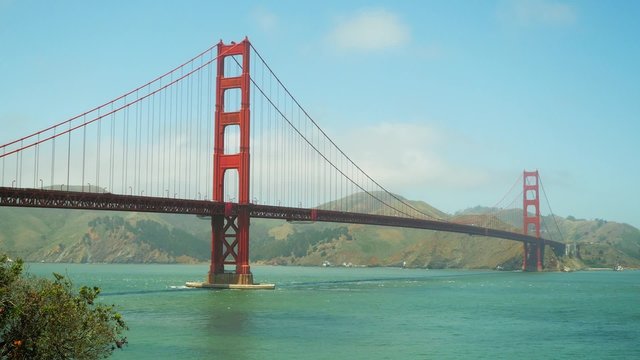 The Golden Gate Bridge, San Francisco Bay, California, Zoom Out and Hold