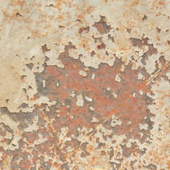 Old rusty metal plate with gray paint