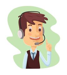Support manager icon. Vector cartoon flat illustration