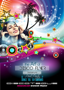 Club Disco Flyer Set with LOW POLY DJs