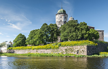 Fototapeta na wymiar Fortress in Vyborg city, Russia