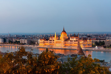 Fototapeta na wymiar Hungarian Parliament in Budapest across the Danube