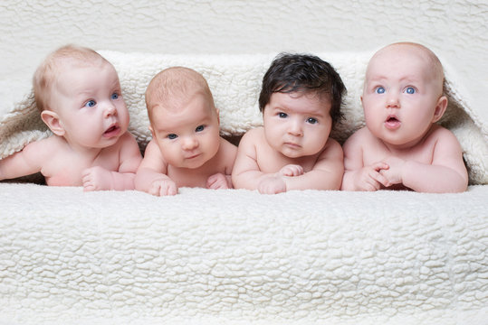 cute babies on light background