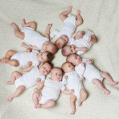 cute babies on light background