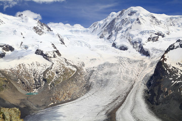 The Gorner Glacier (Gornergletscher) in Switzerland, second largest glacier in the Alps