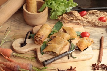 Fried spring rolls traditional for appetizer food.