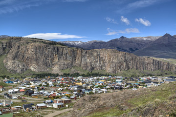 View over the town of El Chalten, Argentina  