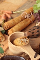 Fried spring rolls traditional for appetizer food.