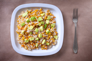 Rice, corn and vegetables