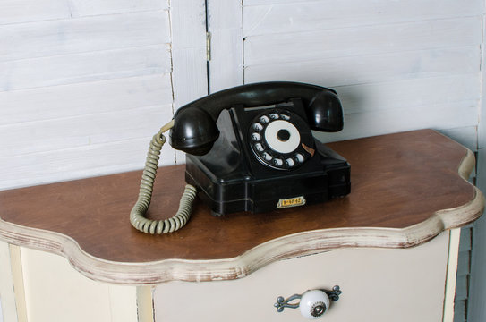 old black vintage phone isolated 