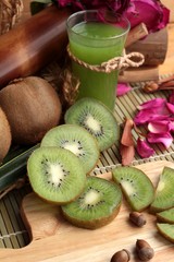 Kiwi fruit juicy green and kiwi juice delicious.