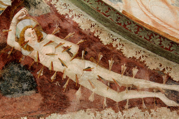 martirio di S. Sebastiano; affresco; abbazia di Novacella