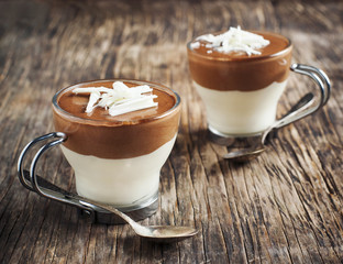 Chocolate mouse with dark and white chocolate