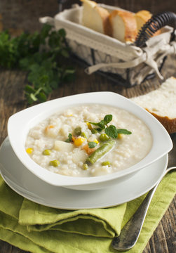 Chowder with rice and vegetables