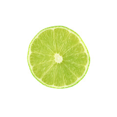 Ripe lime cut in half isolated over the white background