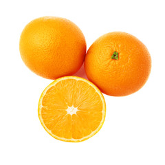 Served orange fruit composition isolated over the white
