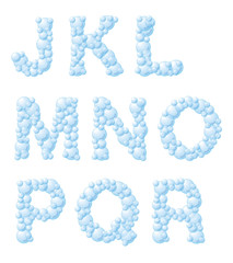 Vector bubble foam font, from J to R